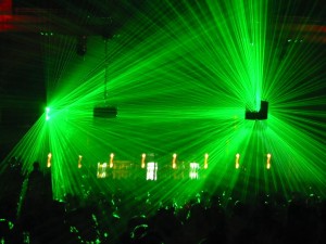 Lasers in a dance club